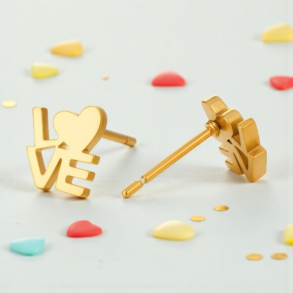 🆕️LOVE Stud Earrings – 18K Gold Plated Stainless Steel | Gift-Ready Elegance 💕 - Picture 10 of 10